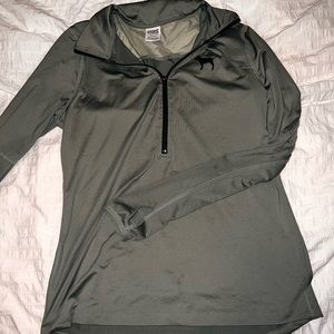 PINK brand camo green half zip